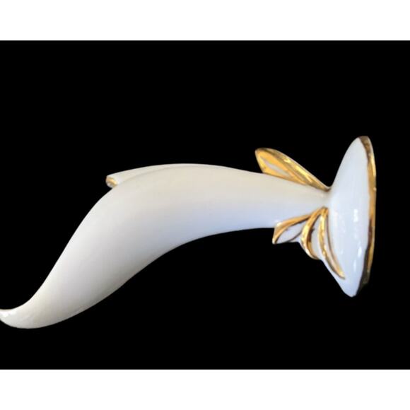 Bird Of‎ Paradise Ceramic Vase Vintage 1961 Signed Cream Gold Trim Object d' Art - Picture 5 of 6